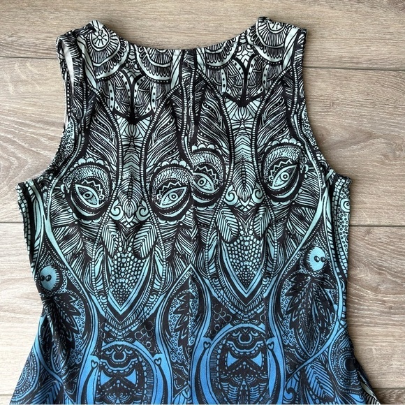 R&B Collection Turquoise Floral Sleeveless Ombre Maxi Dress - Picture 11 of 14